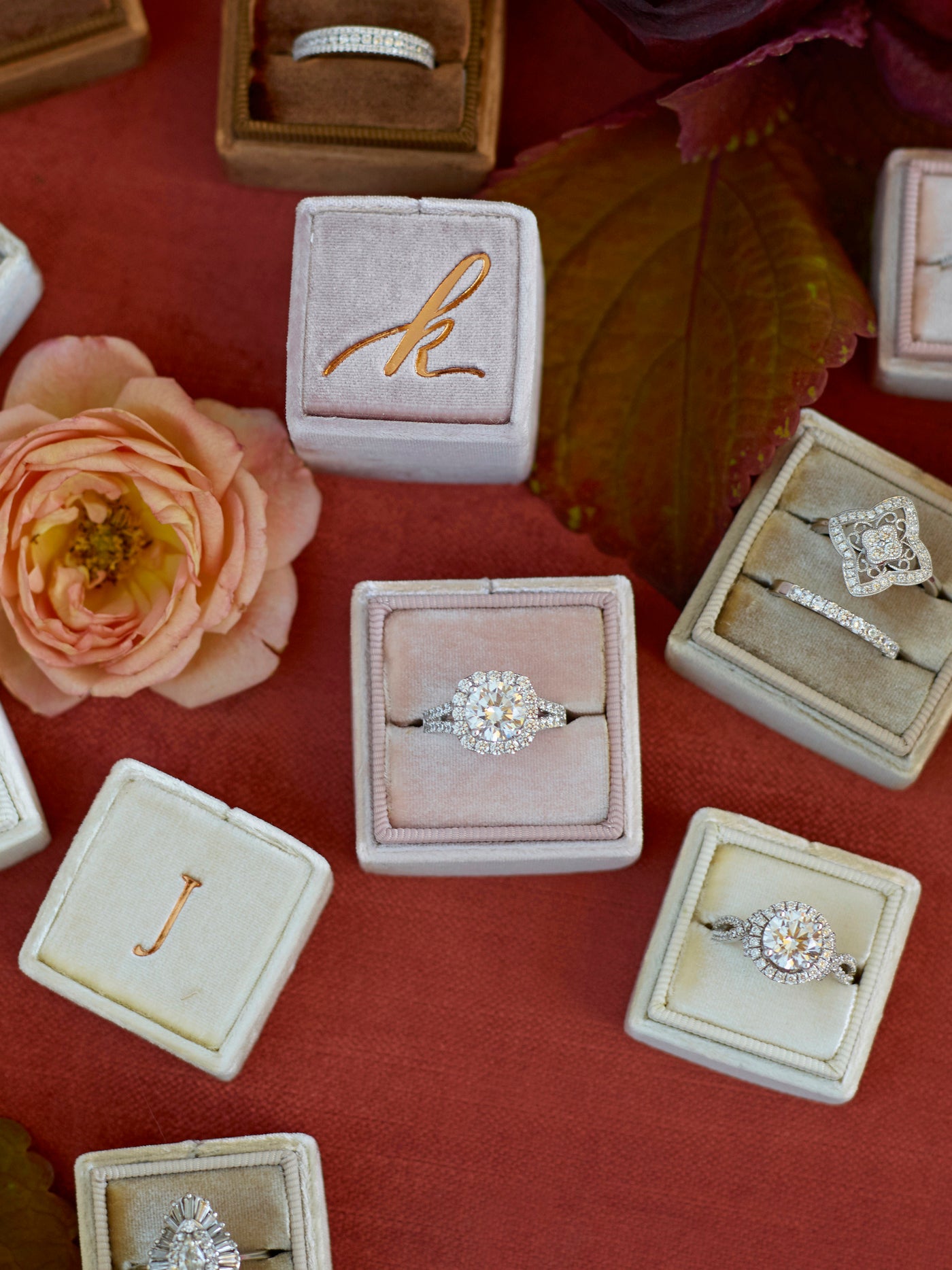 milennial pink blush mauve ring box monogram gift idea