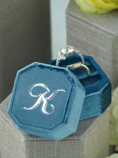 custom monogram velvet ring box
