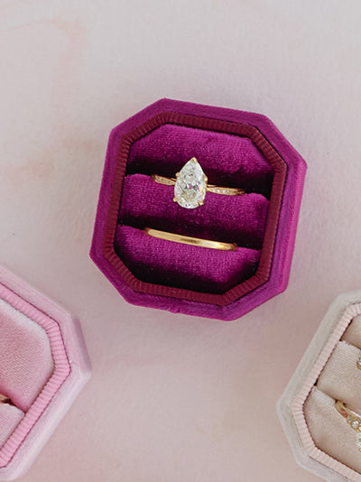 dark pink bevel octagon ring box