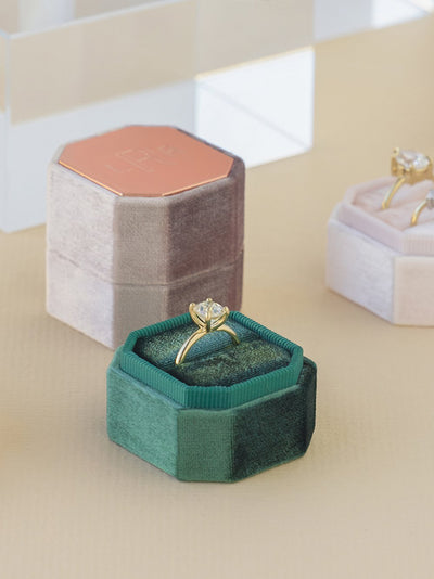emerald bevel octagon velvet ring box