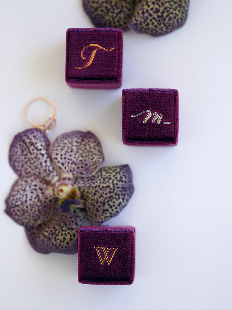 custom monogram rose gold magenta ring box gift