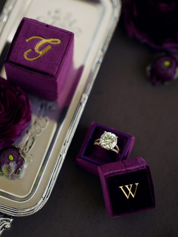 purple velvet ring box gift