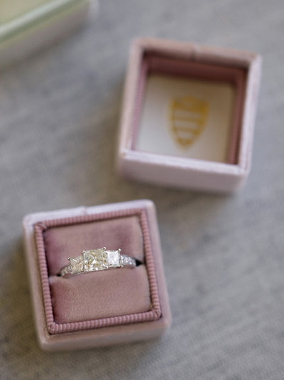 mauve velvet wedding ring box engagement gift idea