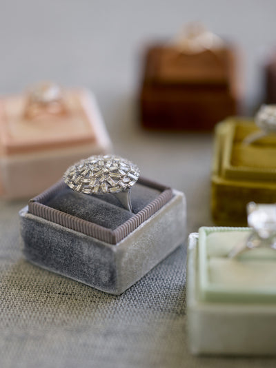 vintage gray velvet wedding ring box