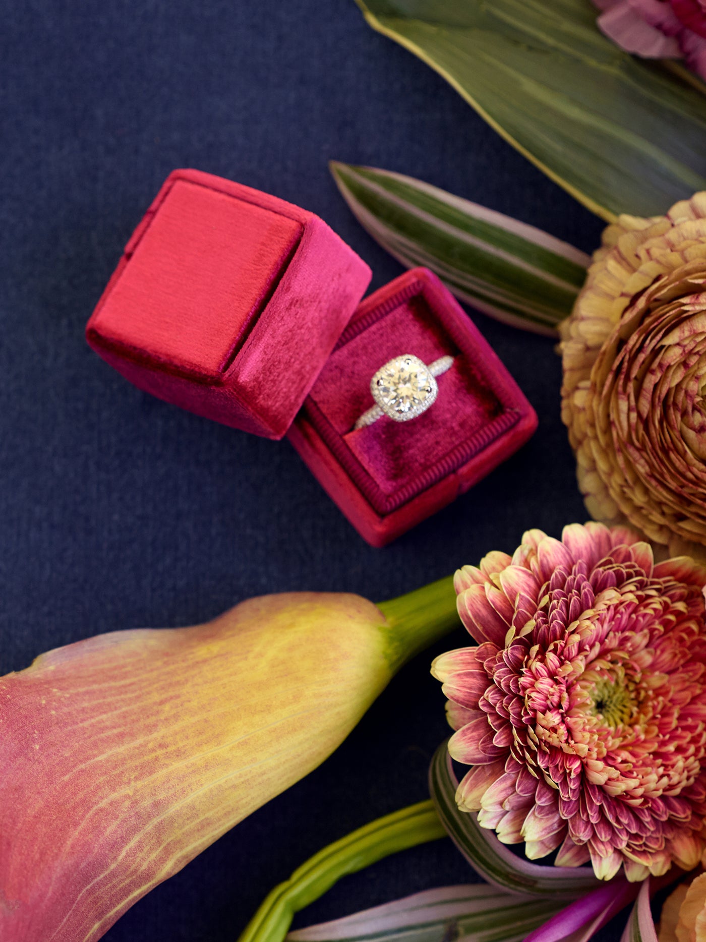 red velvet wedding ring box gift idea