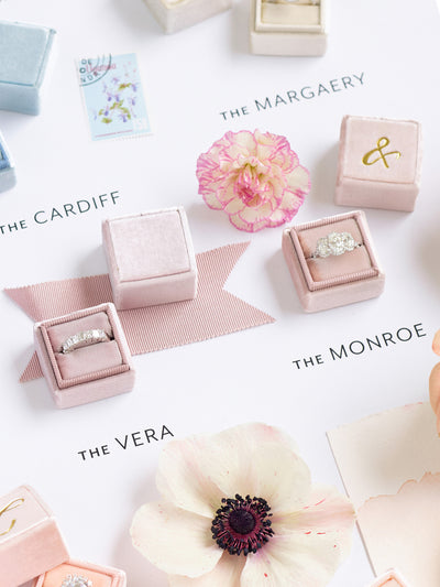 mauve velvet wedding ring box bridal shower gift idea