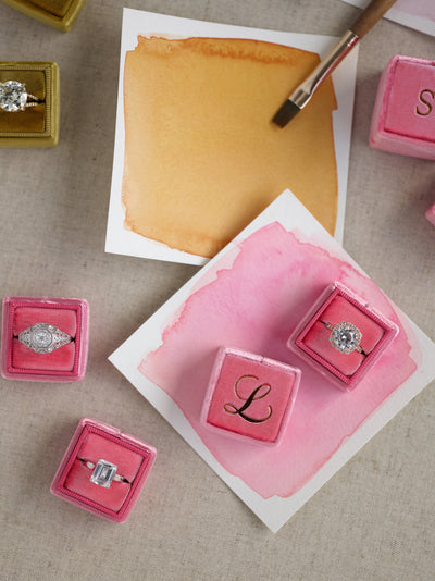 bright dark pink velvet wedding ring box