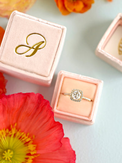 monogram gold engagement gift ring box