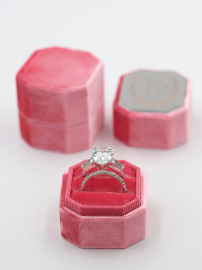 bright pink/red velvet ring box