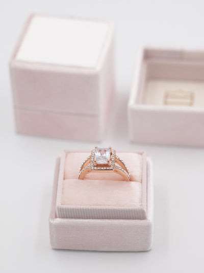 blush pink wedding ring vintage box