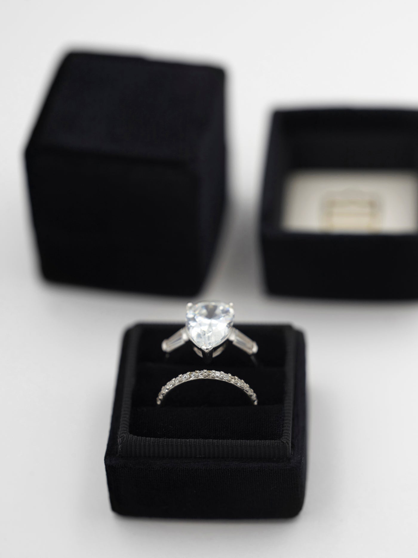 black velvet engagement and wedding ring box