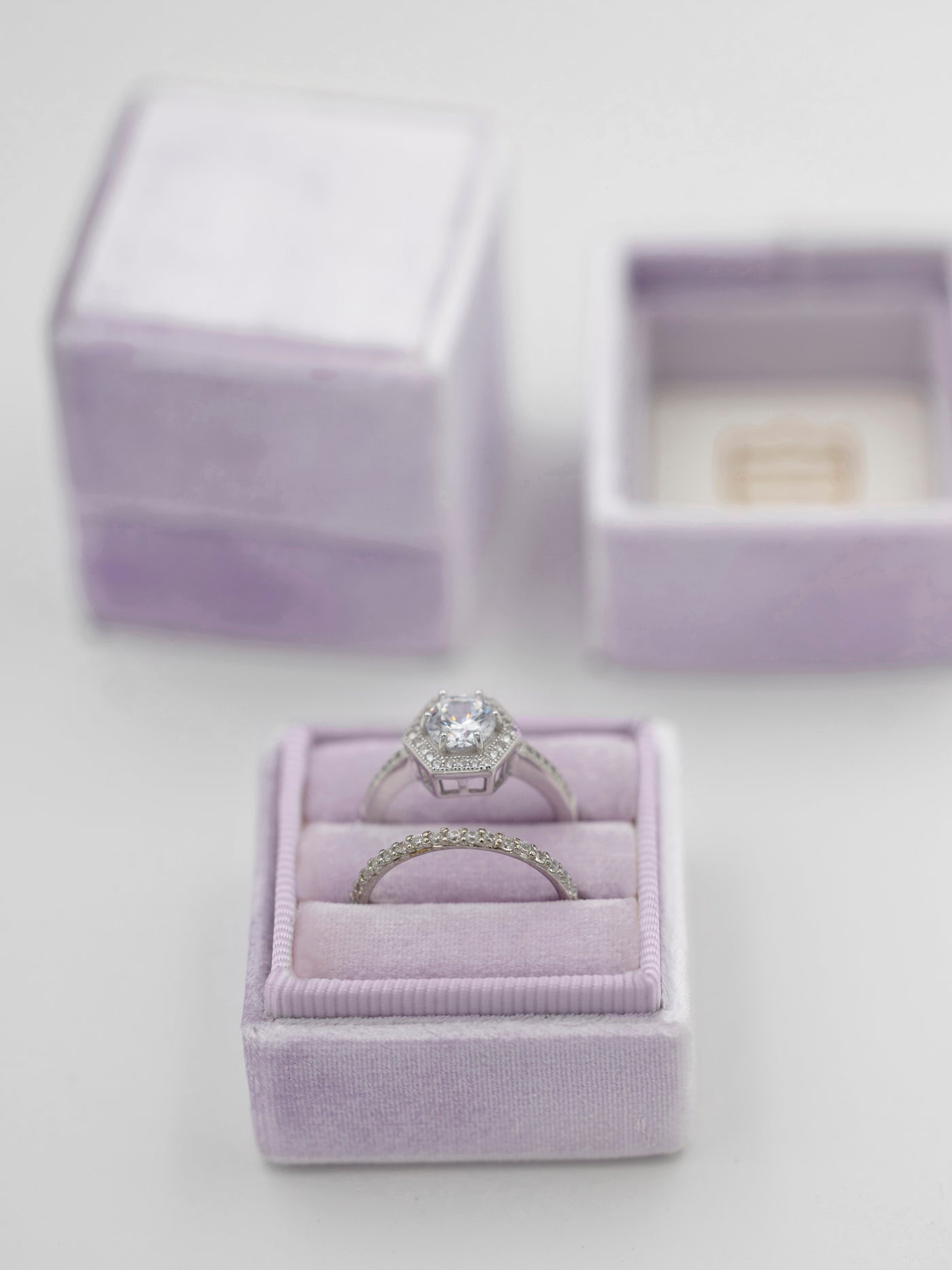 lavender light purple wedding band ring box