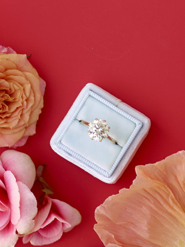 dusty blue velvet wedding ring box engagement gift idea