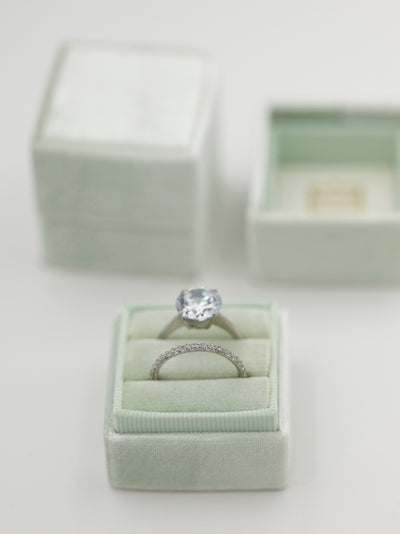 mint light sage green velvet wedding ring box