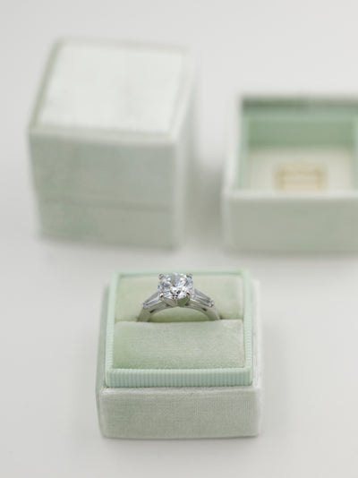 mint light sage green velvet wedding ring box