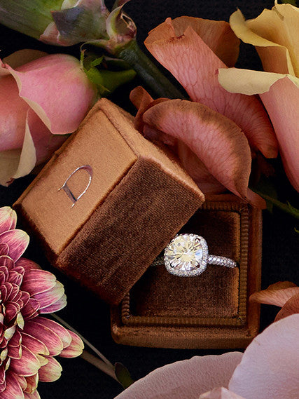 monogram chocolate velvet wedding ring box