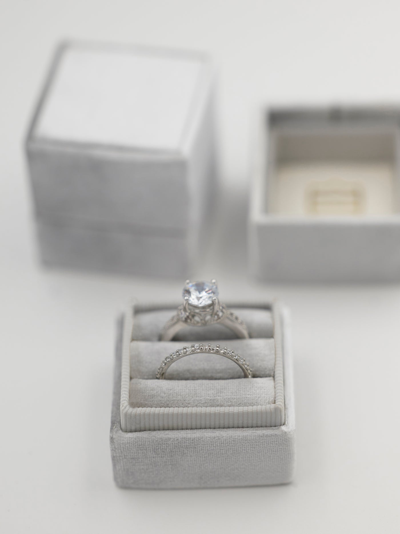 silver velvet wedding ring box