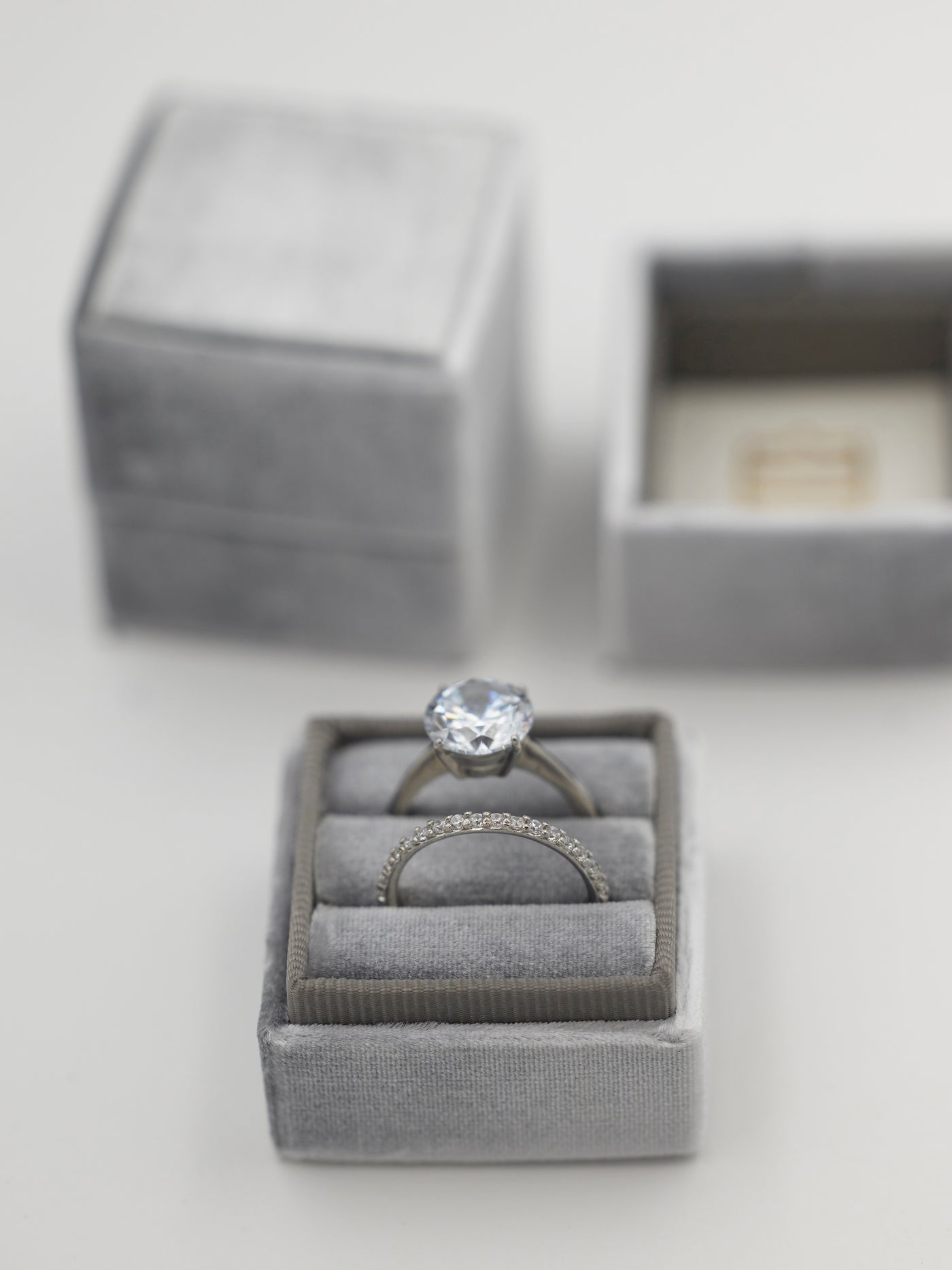 gray velvet wedding ring box