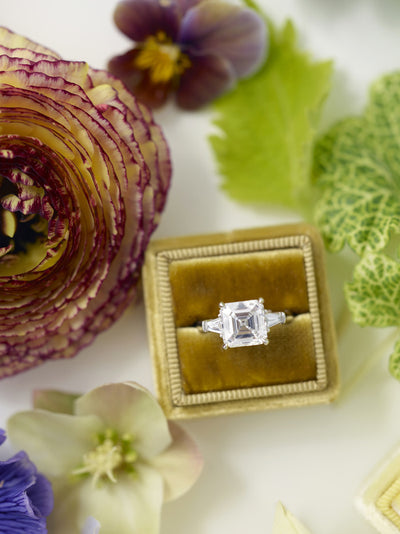 Princess cut engagement ring gold ring box