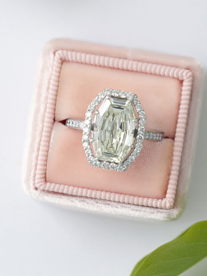 Fancy cut halo engagement ring