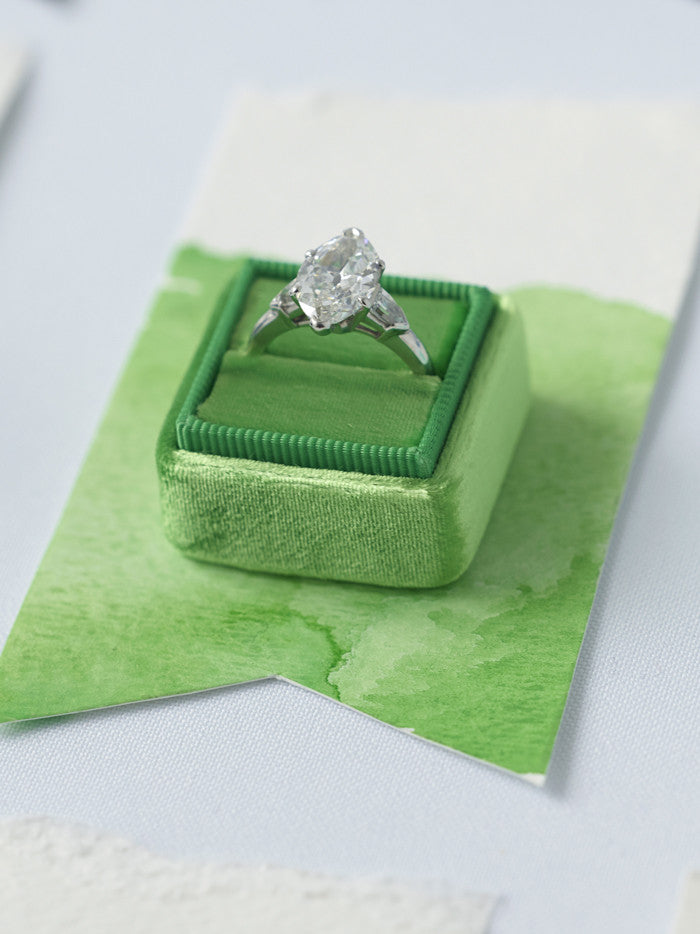 Green velvet engagement ring box