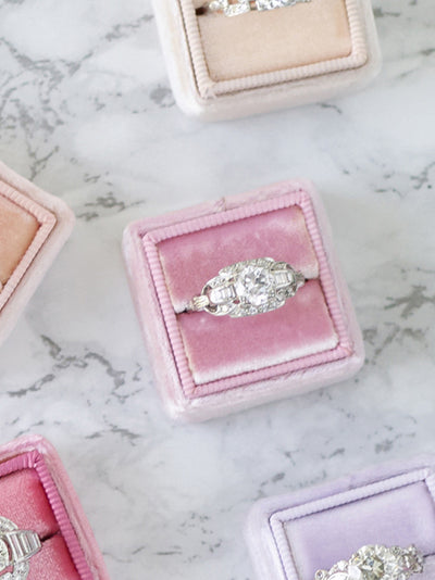 colorful baby pink velvet wedding ring box gift