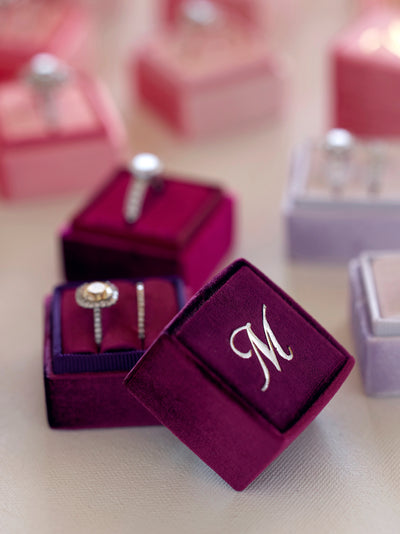 monogram velvet ring box engagement gift