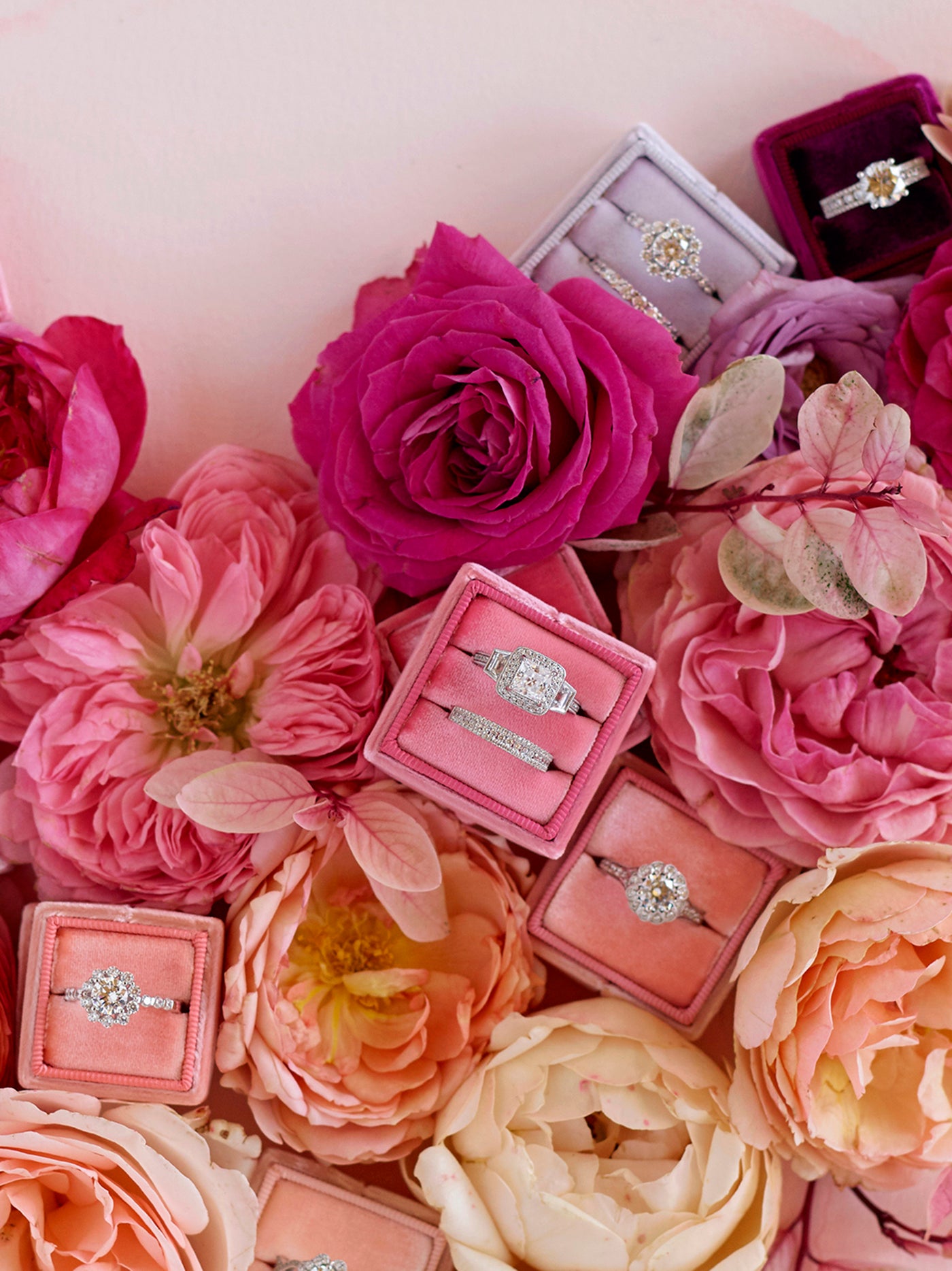 vintage dark pink velvet wedding ring box