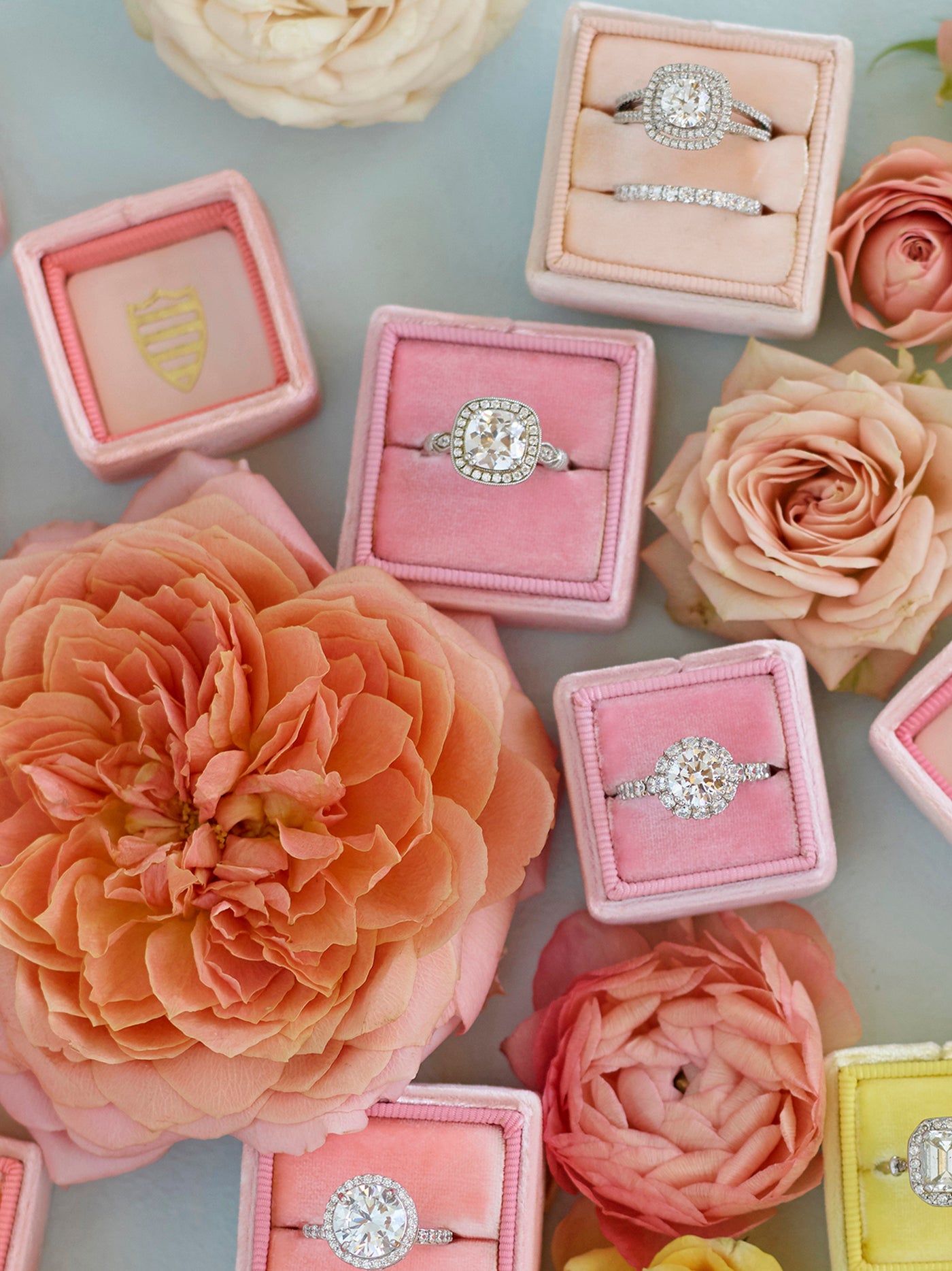 pink baby pink velvet wedding ring box