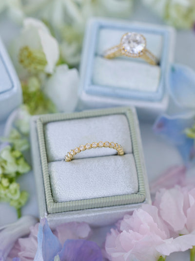 wedding ring band round blue sage gift