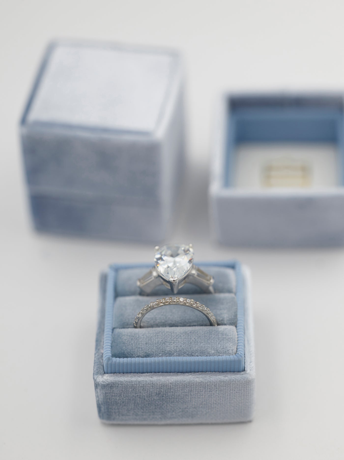 true blue velvet wedding ring box
