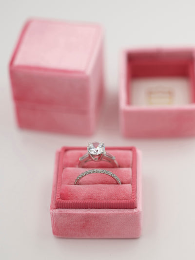dark pink velvet wedding ring box